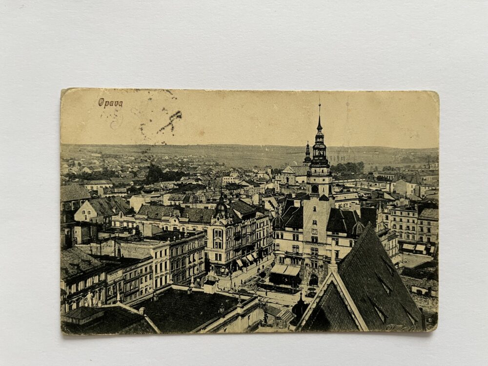 Pohlednice místopis - Opava, celkový pohled r.1914