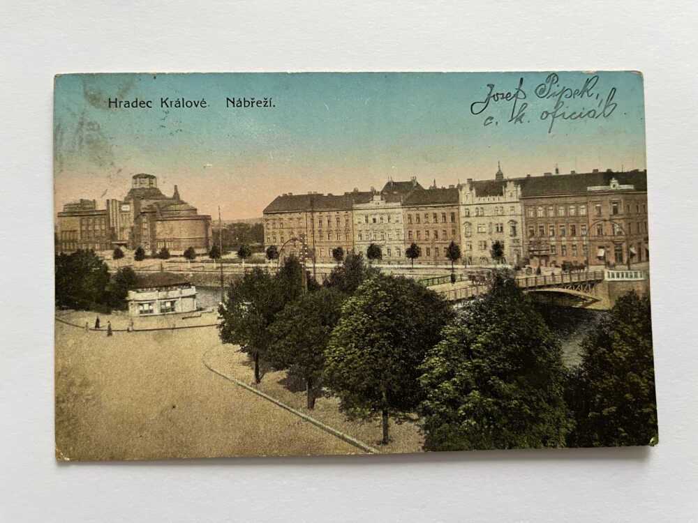 Pohlednice místopis Hradec Králové - Nábřeží, r.1916