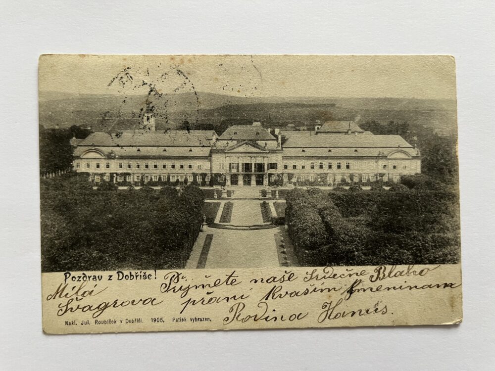 Pohlednice místopis Dobříš - Zámek, okres Příbram r.1905
