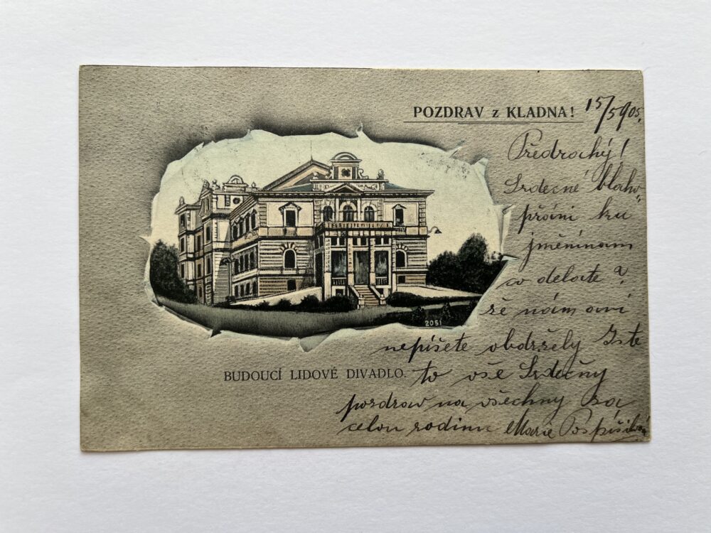 Pohlednice místopis Kladno - Budoucí lidové divadlo, 1905