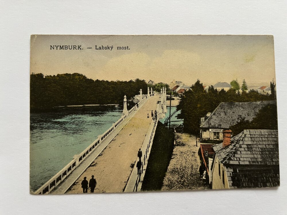 Pohlednice místopis Nymburk - Labský most, 1918