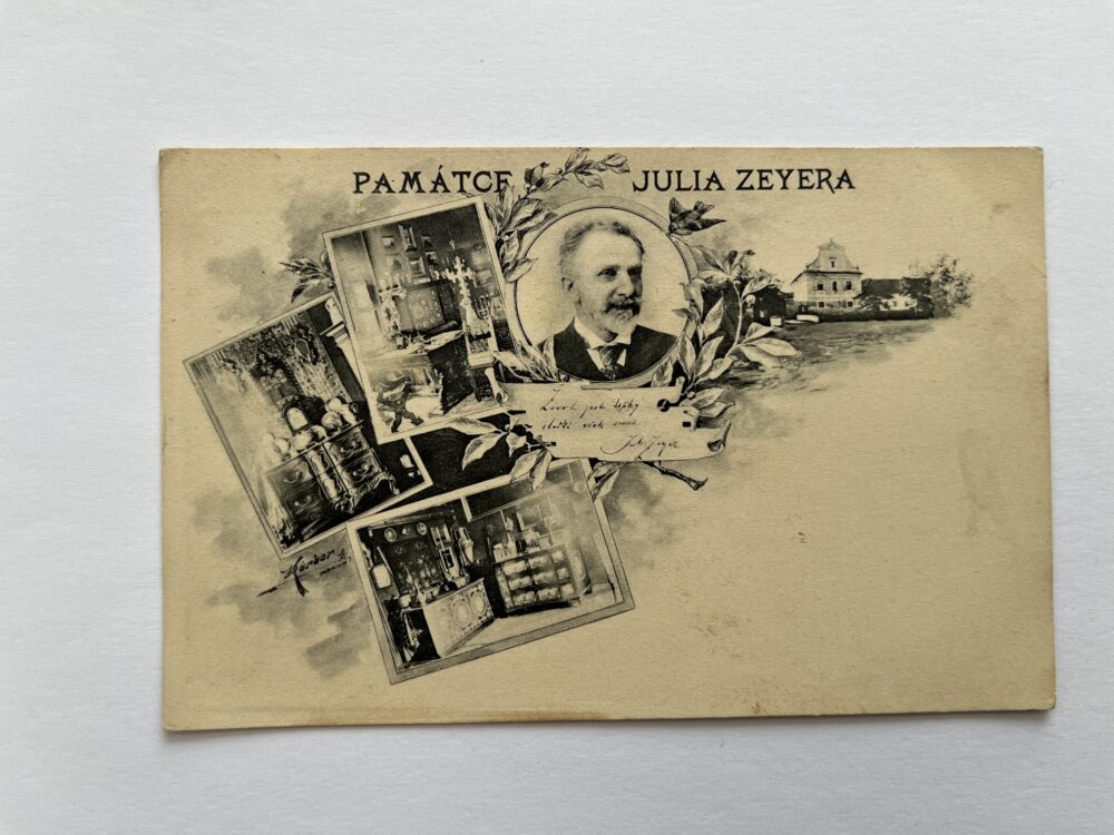 Pohlednice Památce Julia Zeyera Vodňany, dům Julia Zeyera, 1915