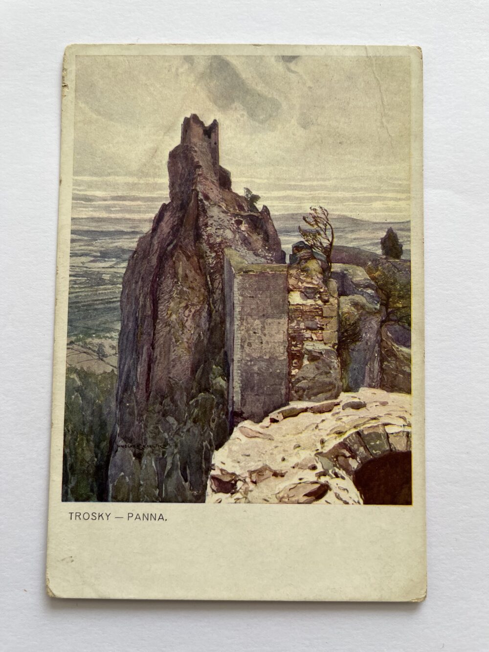 Pohlednice místopis Trosky - Panna, Český ráj okres Semily 1916