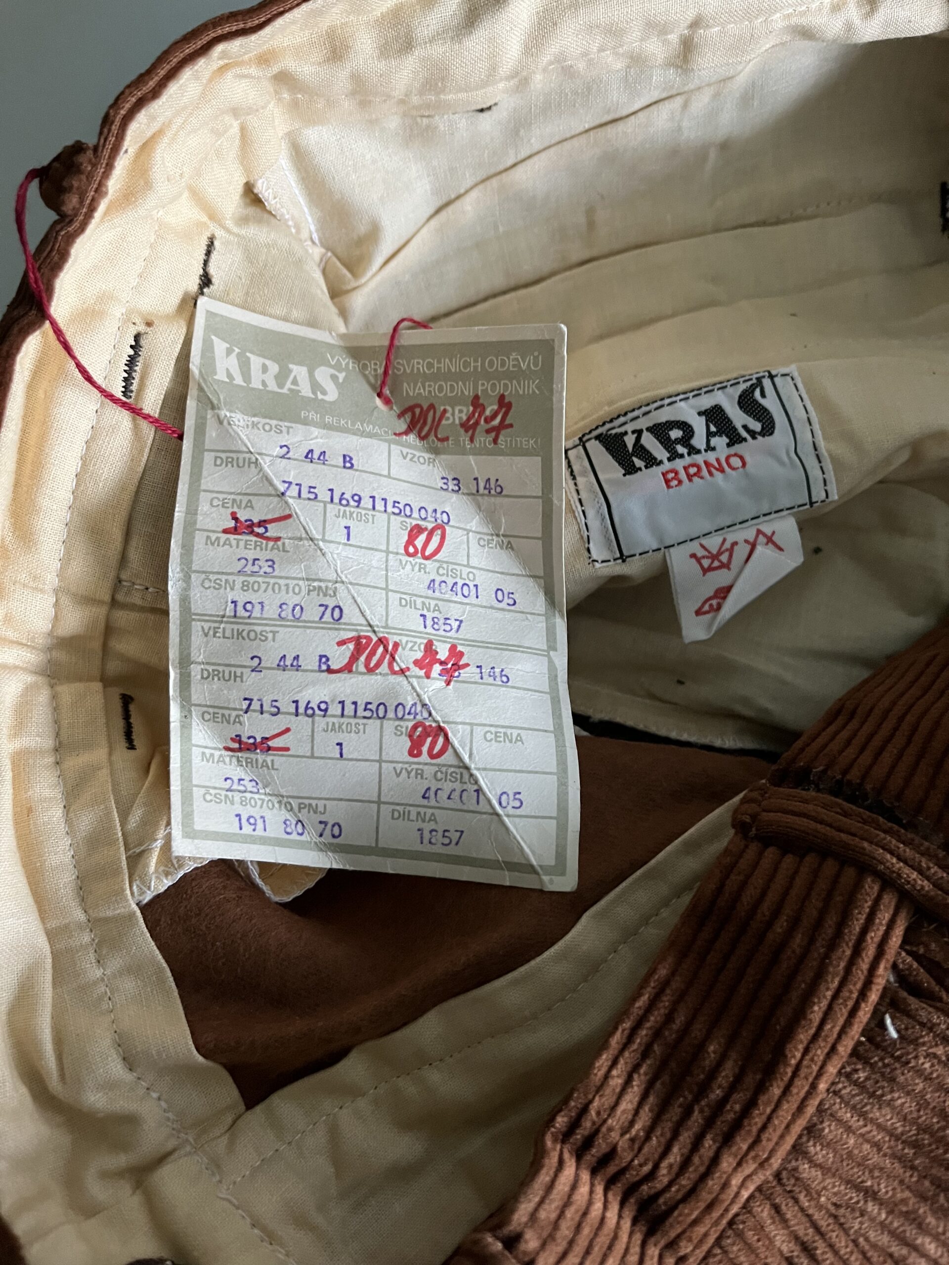 Dámské kalhoty z dob socialismu - Manšestrové kalhoty Kras Brno 4 ks - Obrázek 3