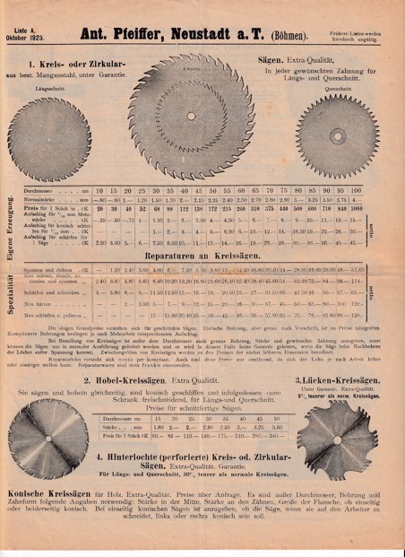 Leták nářadí Ant. Pfeiffer, Nové Město pod Smrkem