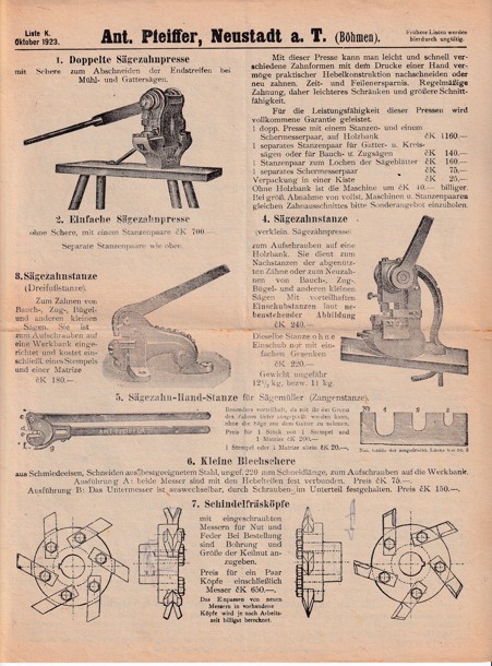Leták nářadí Ant. Pfeiffer, Nové Město pod Smrkem