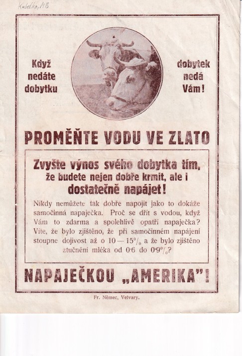 Leták napaječka Amerika, Horák Lužec n/Vlt.