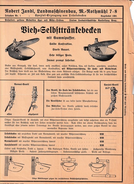 Leták napaječky Robert Jandl, Noravská Třebová