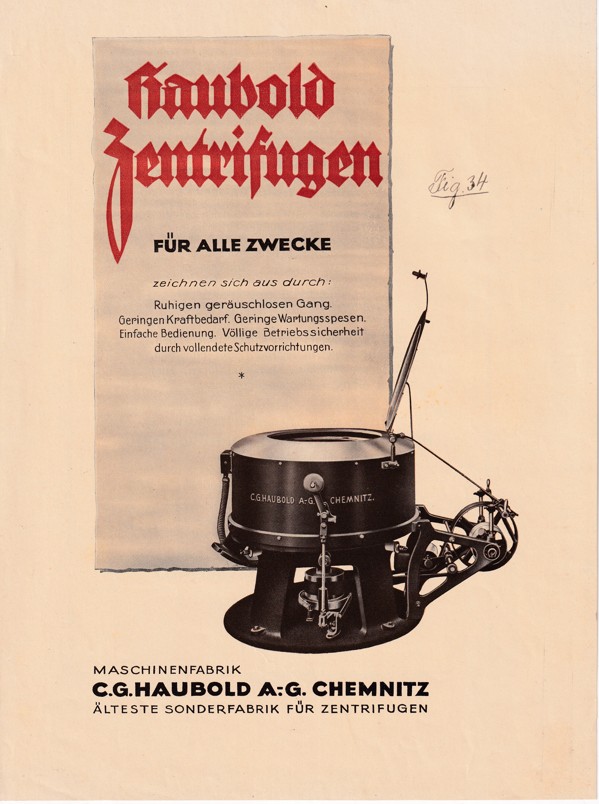 Leták odstředivka Haubold, Chemnitz