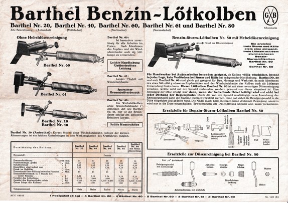 Leták benzinová pájka Barthel