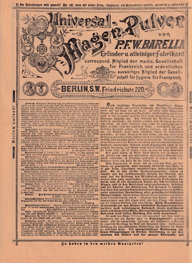 Leták prášek na bolest břicha Barella, Berlín