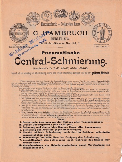 Leták stroje G. Hambruch, Berlín