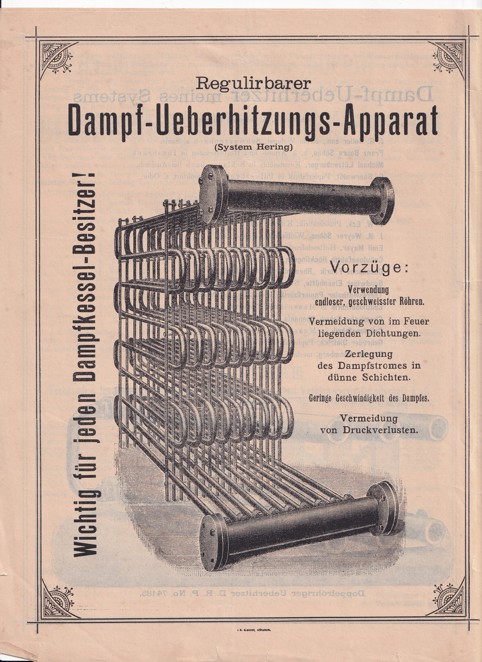 Leták parní ohřívač A. Hering, Norimberk