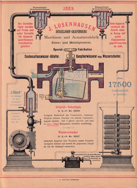 Leták armatury, stroje Losenhausen, Düsseldorf