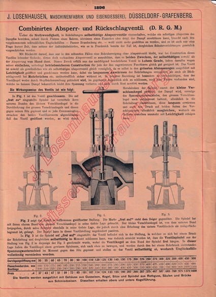 Leták armatury, stroje Losenhausen, Düsseldorf