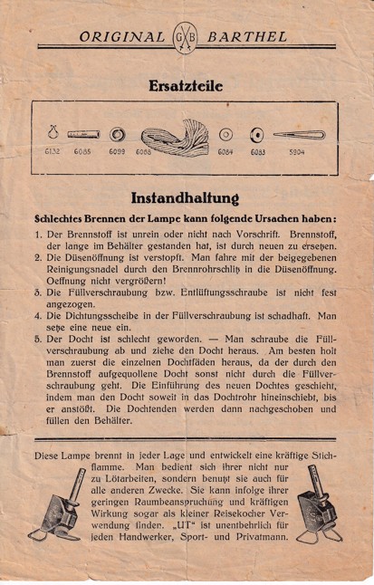 Leták svítilna UT Barthel