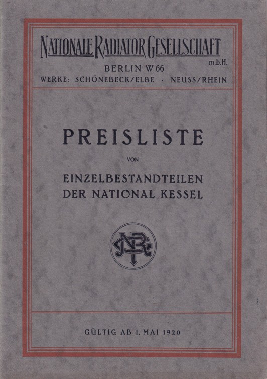 Katalog radiátory National Kessel, Berlín