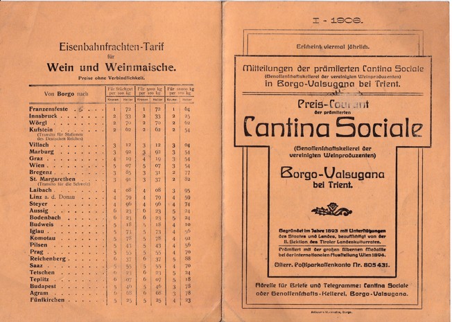 Leták víno Cantina Sociale, Borgo Valsugana