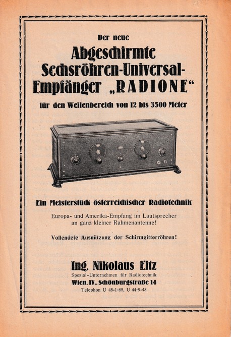 Leták rádia Nikolaus Eltz, Vídeň