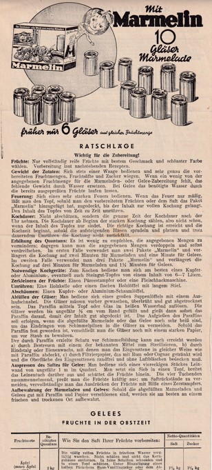 Leták přípravek na zavařování Marmelin