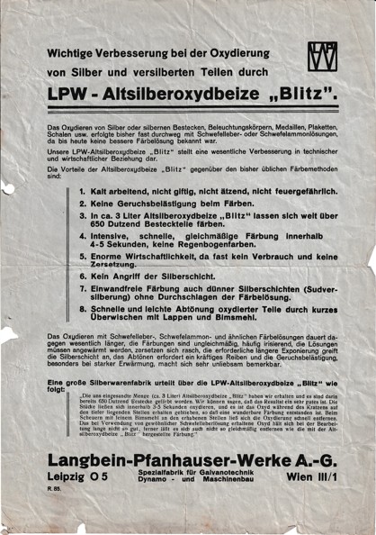 Leták dynama, stroje LPW Blitz, Vídeň