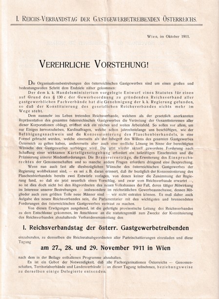 Leták pohostinství v Rakousku, Vídeň
