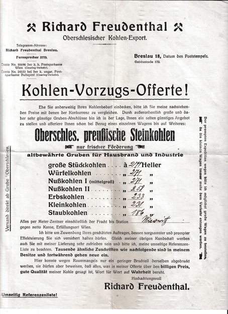 Leták uhlí Richard Freudenthal, Vratislav