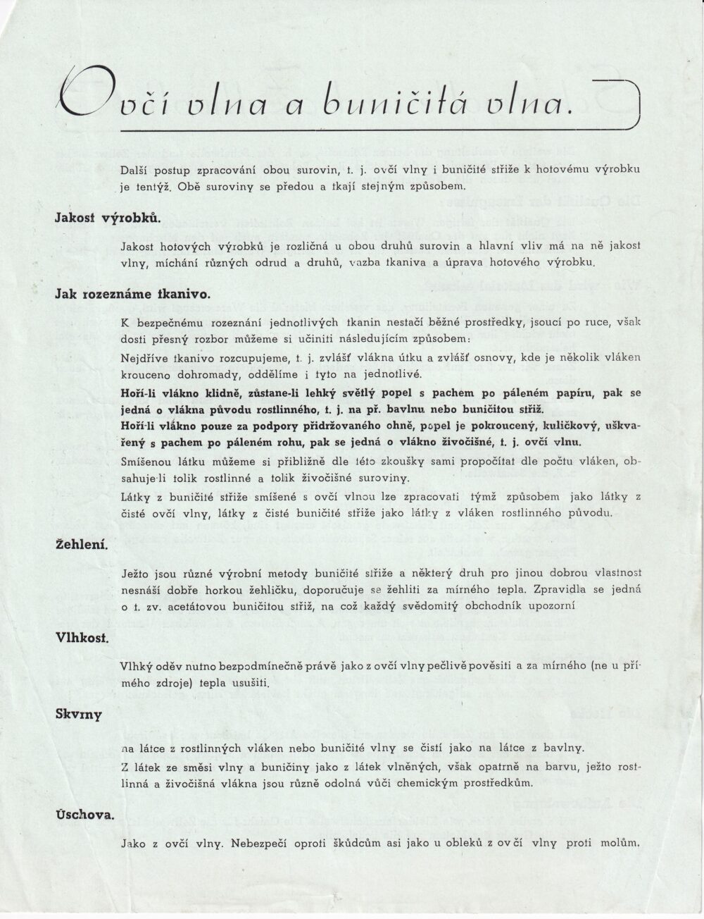 Leták ovčí a buničitá vlna