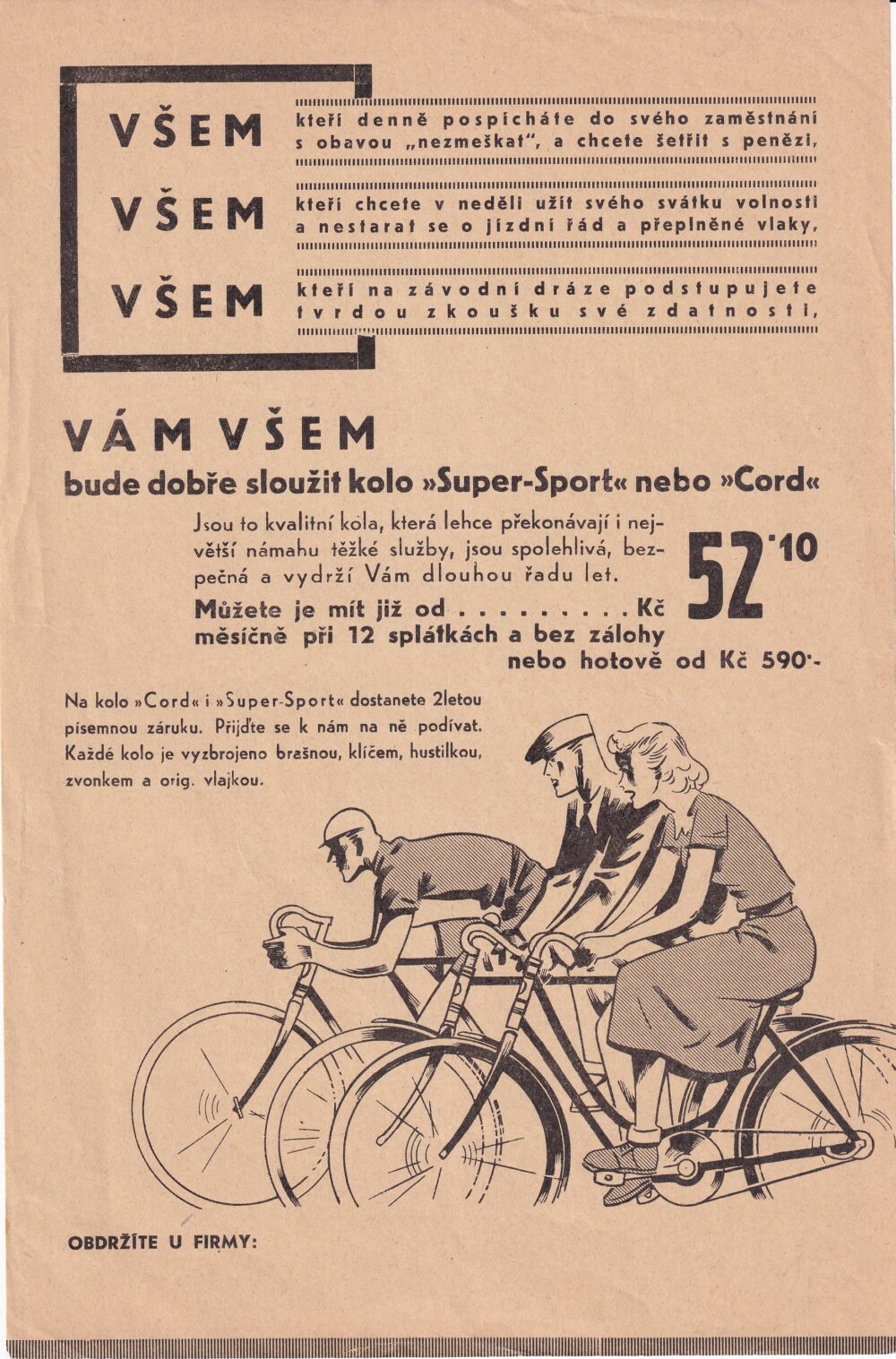 Leták kola Super-Sport a Cord