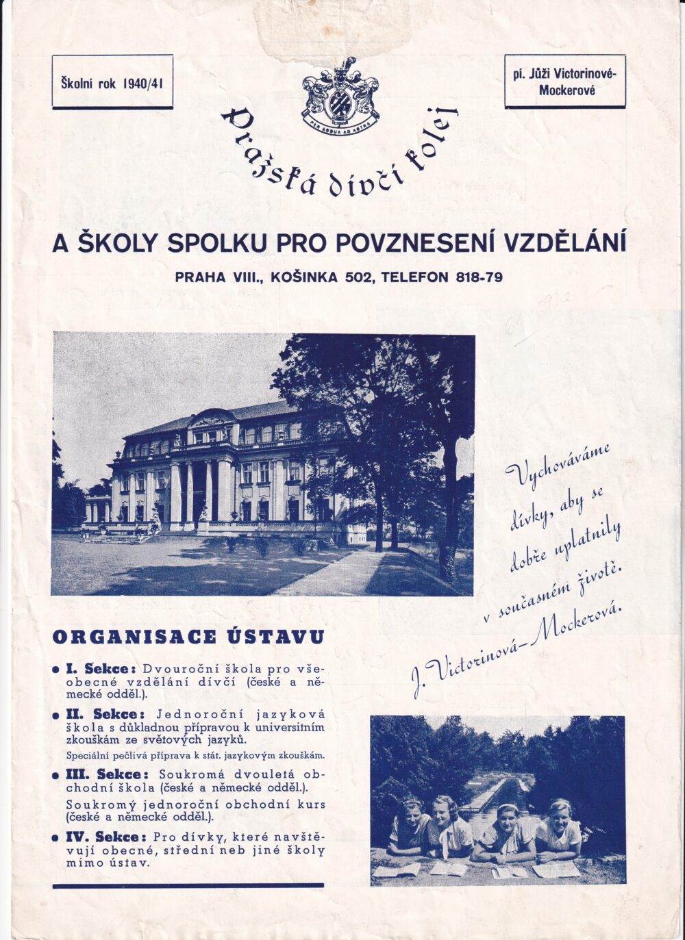 Leták Spolek pro povznesení vzdělání, Praha