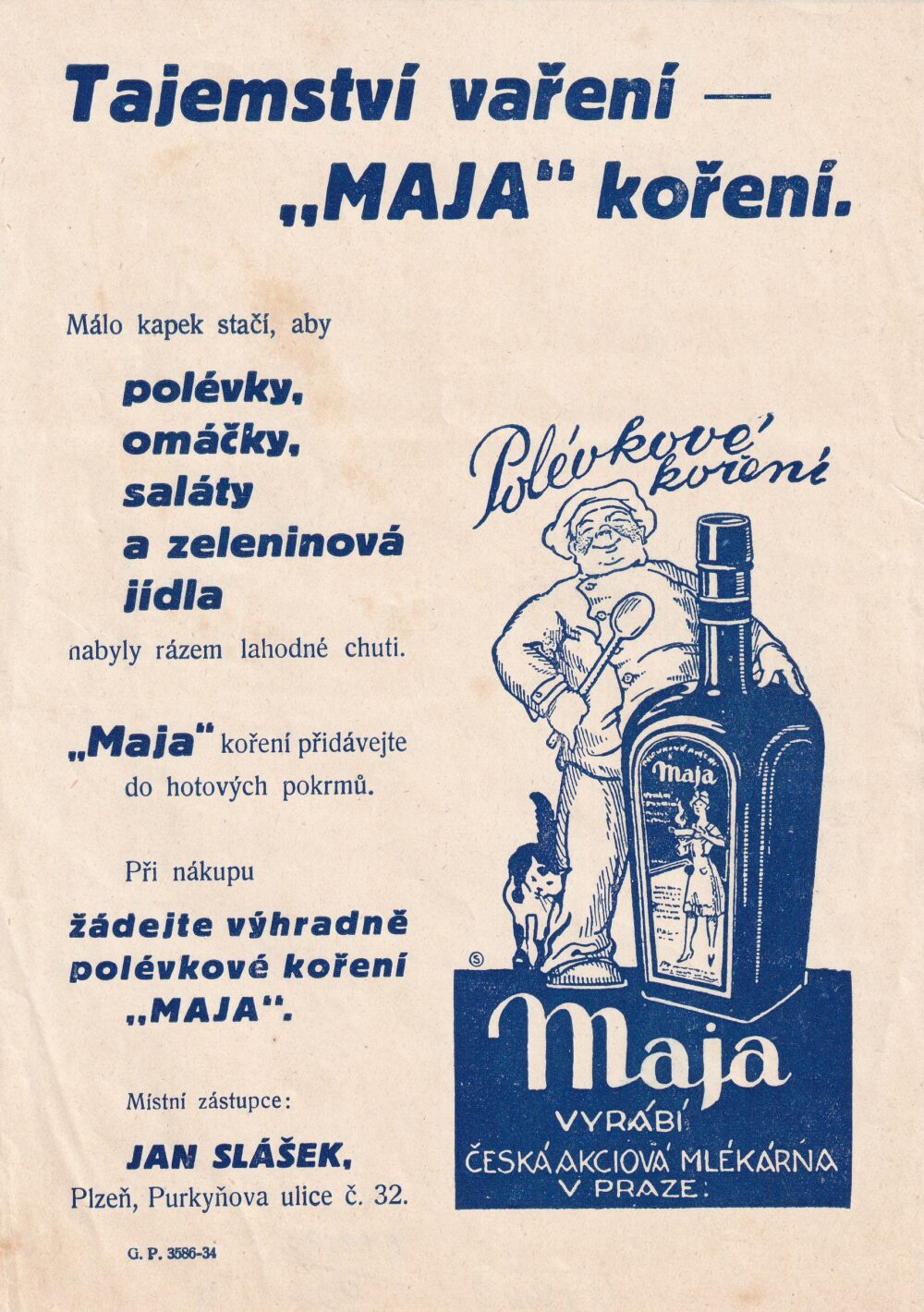 Leták polévkové koření Maja, Praha