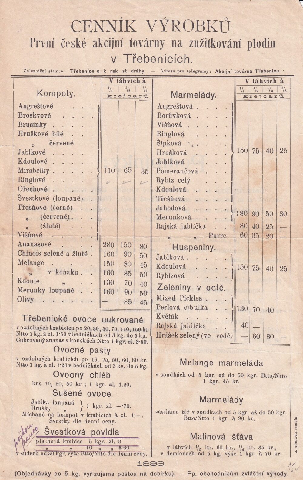 Leták potraviny, Zužitkování plodin Třebenice