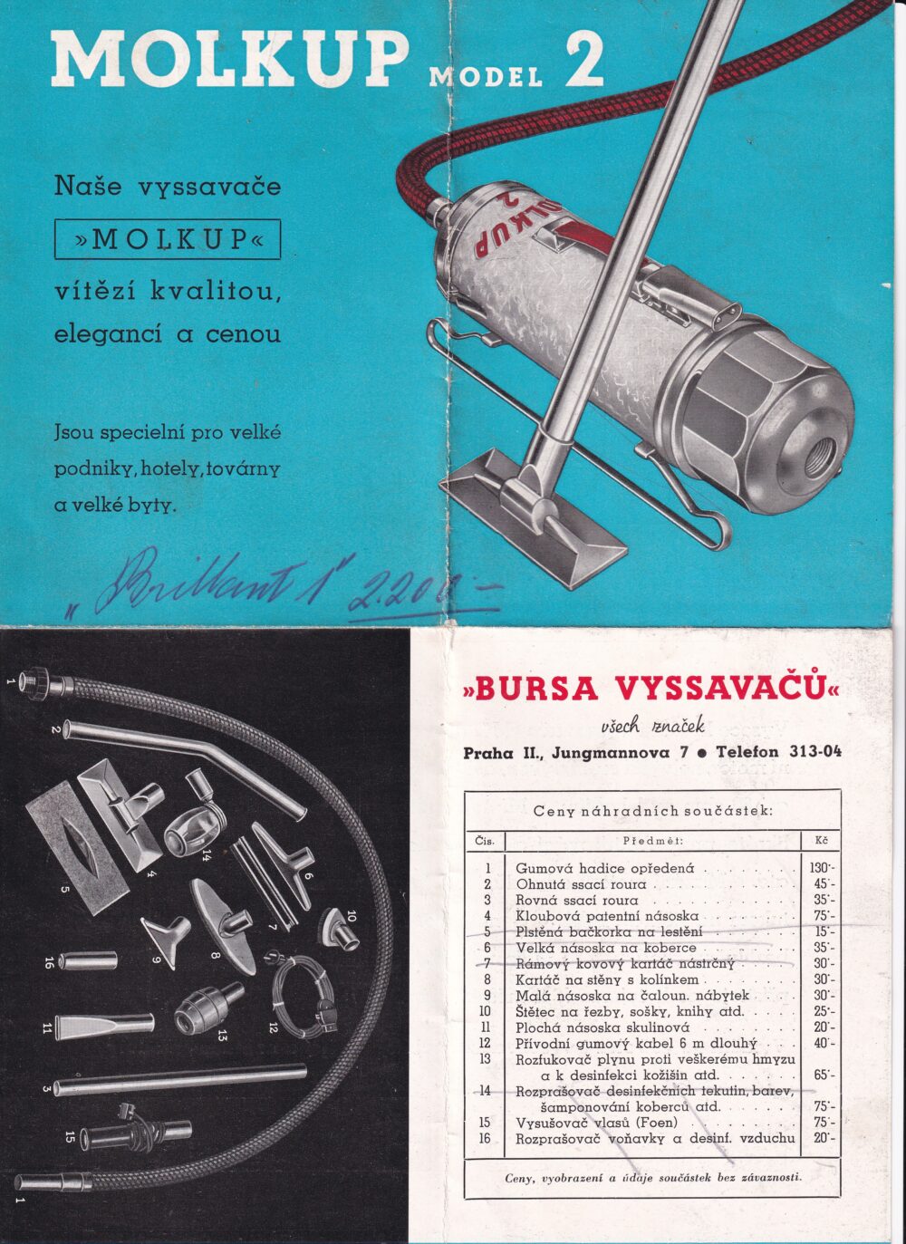 Leták vysavač Molkup, Praha
