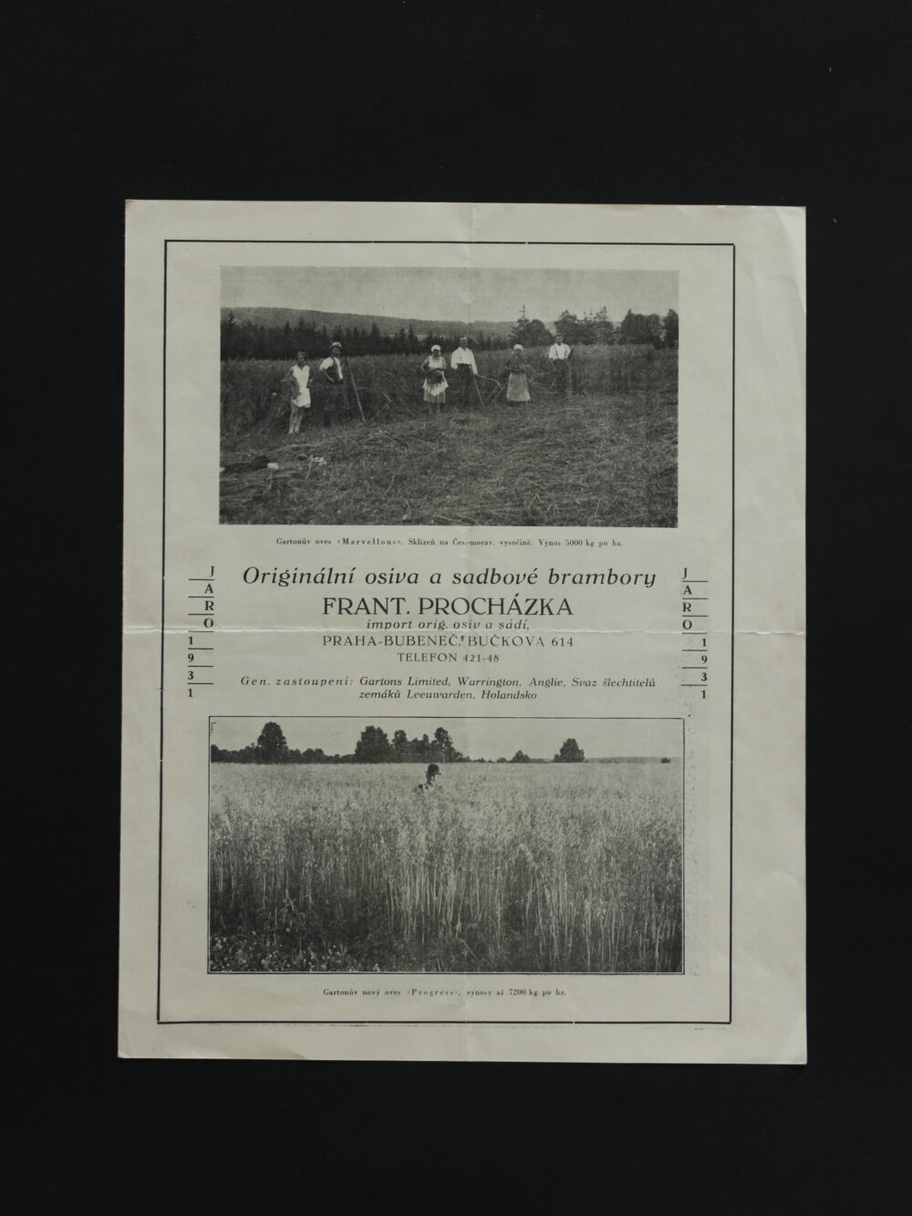 Leták osiva František Procházka, Praha