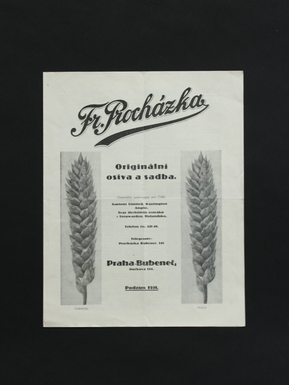 Leták osiva František Procházka, Praha