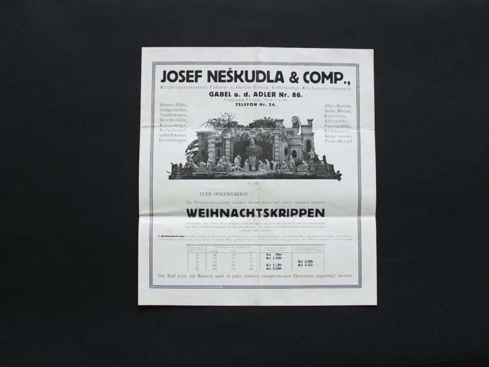 Leták církevní potřeby Josef Neškudla