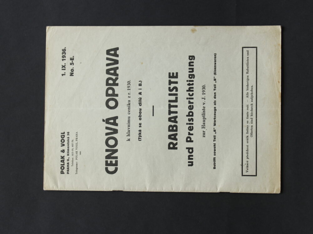 Katalog nářadí Polak a Vogl, Praha