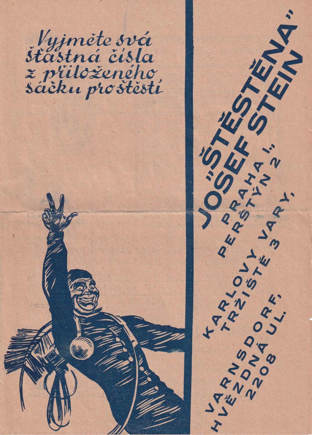 Leták loterie Josef Stein, Praha