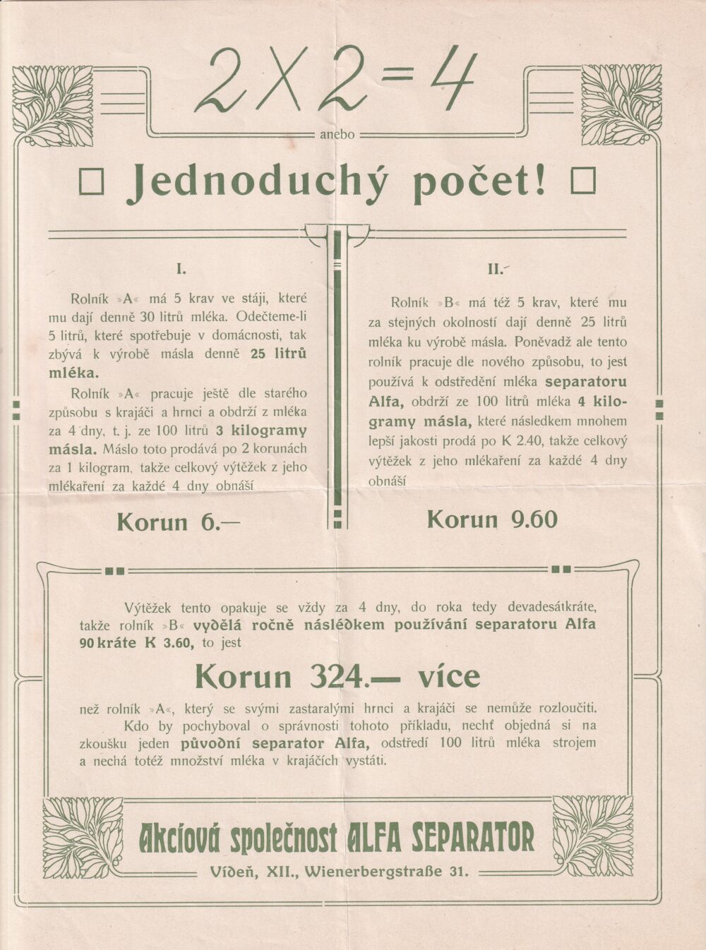 Leták, Jednoduchý počet, Alfa Separator