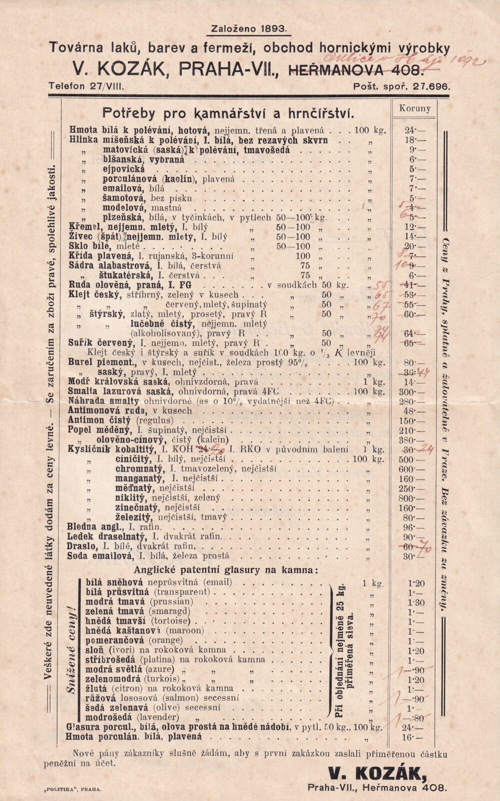 Leták, Továrna – laky, barvy, fermež, Praha