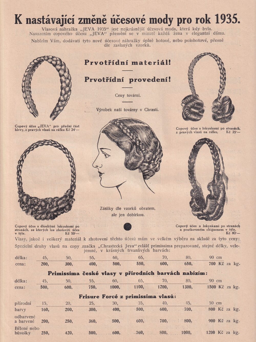 Leták, Vlasová náhražka, Jeva, 1935, Chrast