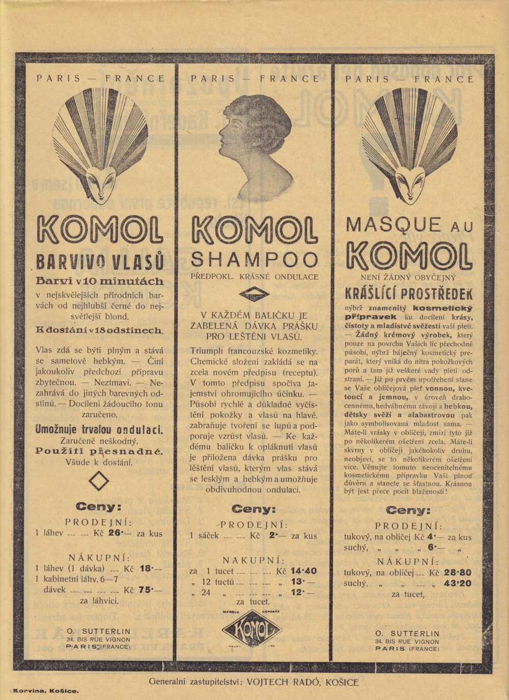 Leták, Přípravky Komol, barviva - šampony