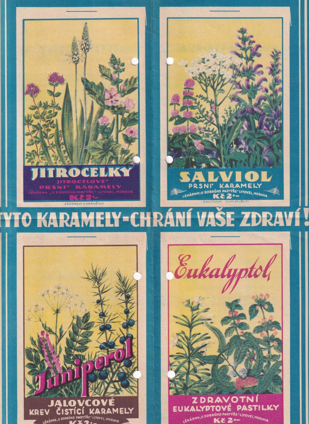 Leták, Karamely, Chrání vaše zdraví, Jitrocel ad.