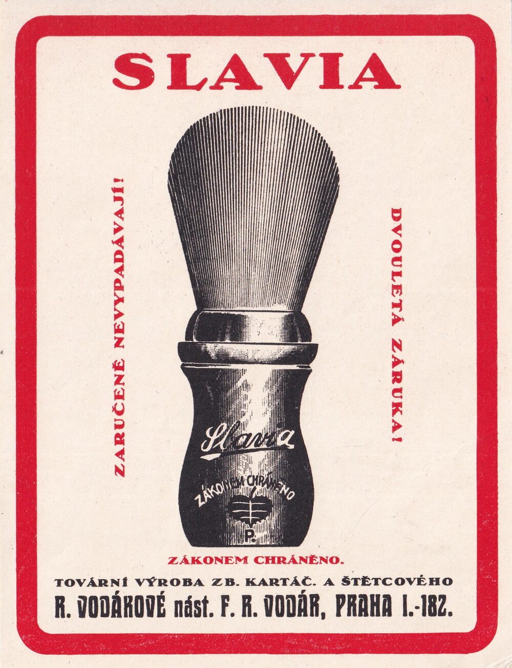 Leták, Slavia, Výroba kartáčků a štětců, Praha