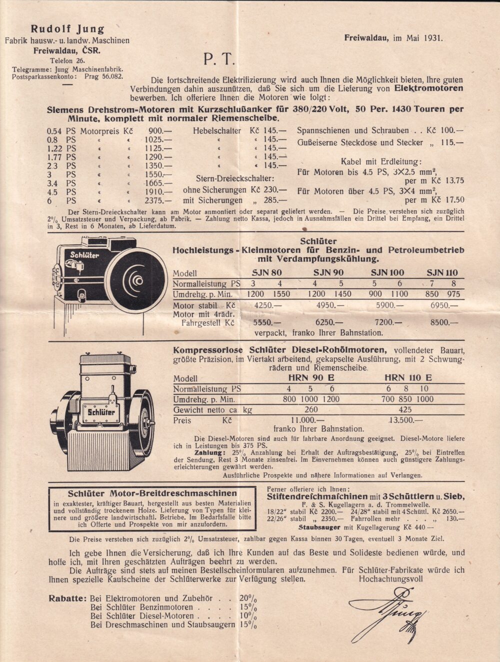 Leták, Umělecké elektrifikace, Jeseník, 1931
