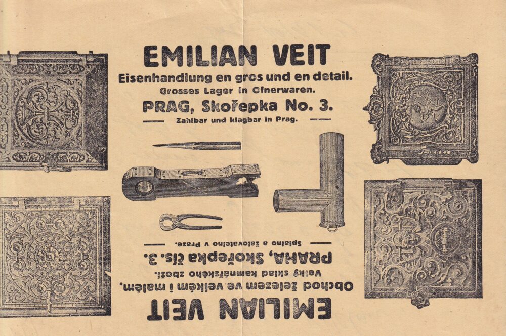 Leták, Obchod železem, Emilian Veit, Praha