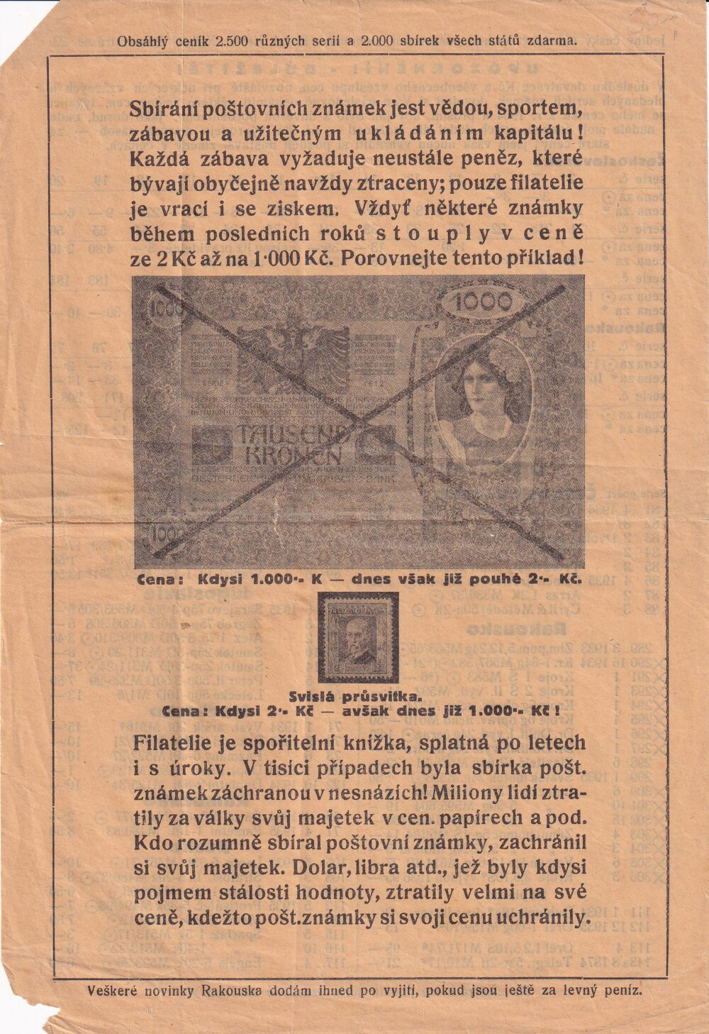 Leták, Sbírání poštovních známek, 1934