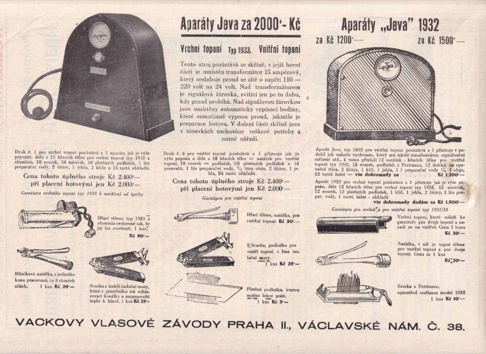 Leták, Vlasové závody, Aparáty Jeva, 1932