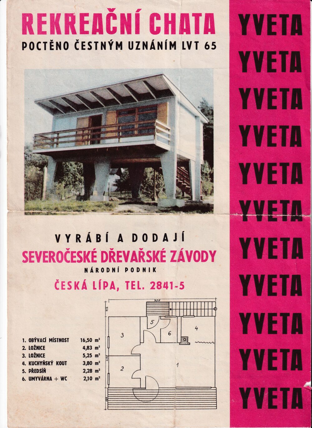 Plánek na Rekreační chatu Yveta, Česká Lípa 2.polo.20.st.