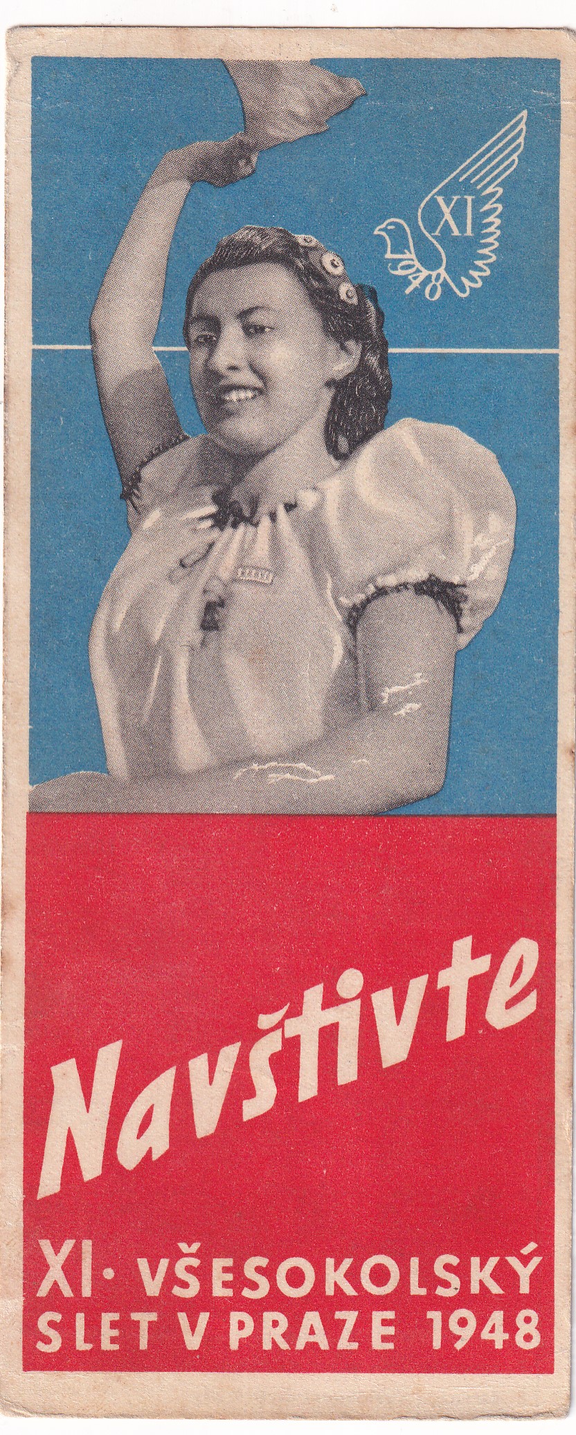 Záložka Pozvání + program na XI. Všesokolský slet, r.1948